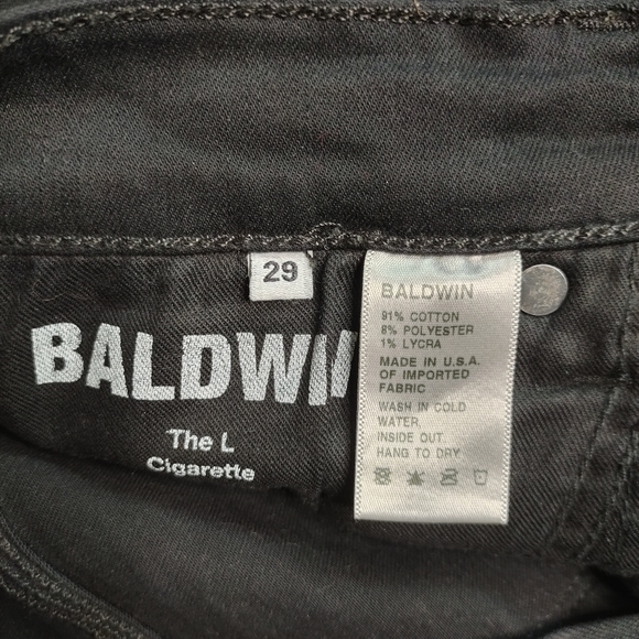 Baldwin The L CIGARETTE Jean Womens Sz 29 Black Sk - Picture 7 of 9